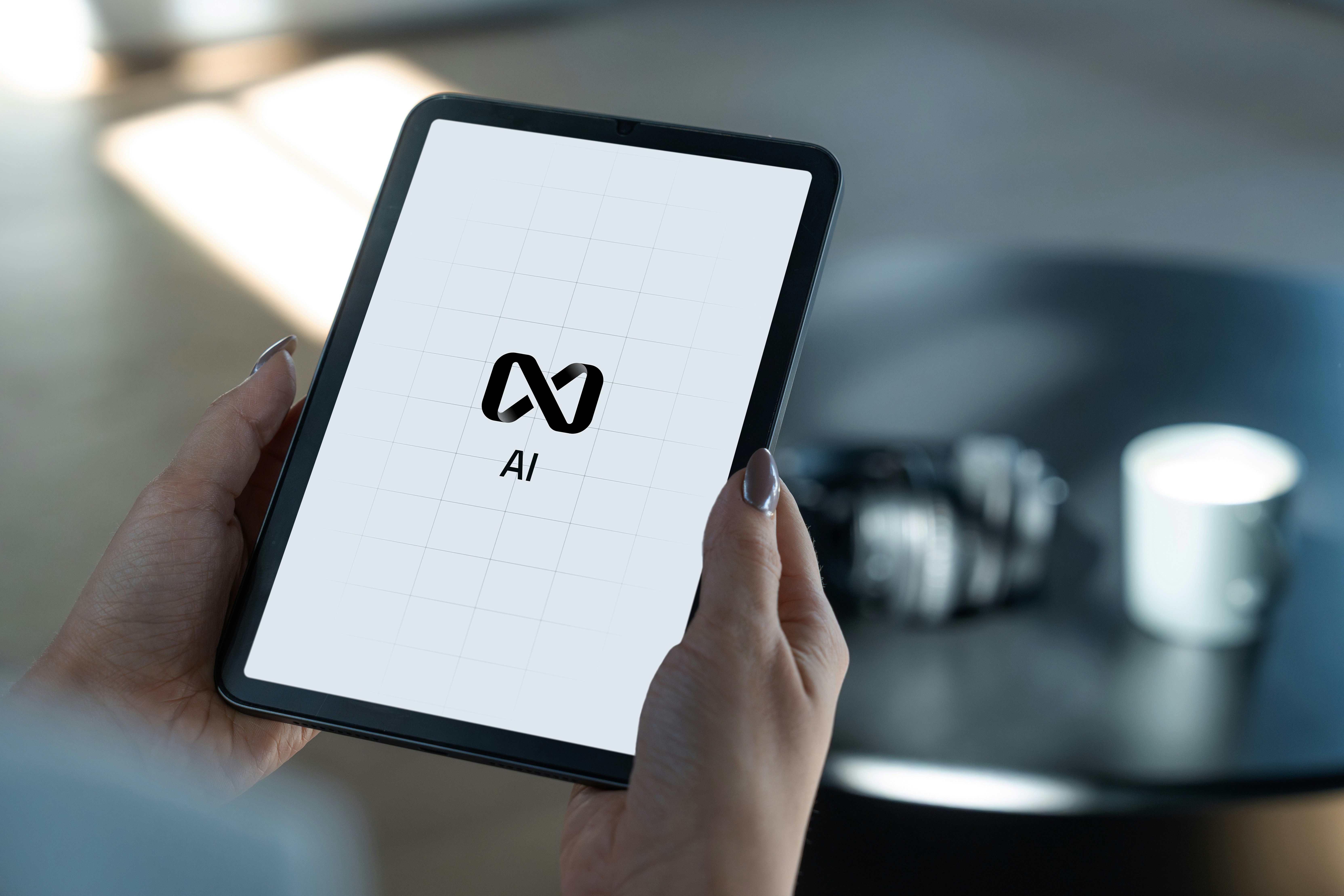 TÜV-Organisationen entwickeln Zertifizierung für vertrauenswürdige KI Tablet mit weißem Hintergrund auf dem AI steht.